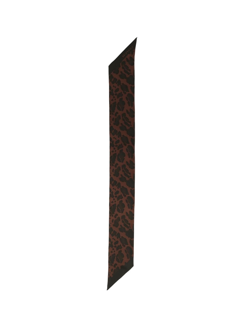 New Coach Leopard Print Wide Silk Skinny Scarf in Brown and Black - Picture 3 of 6